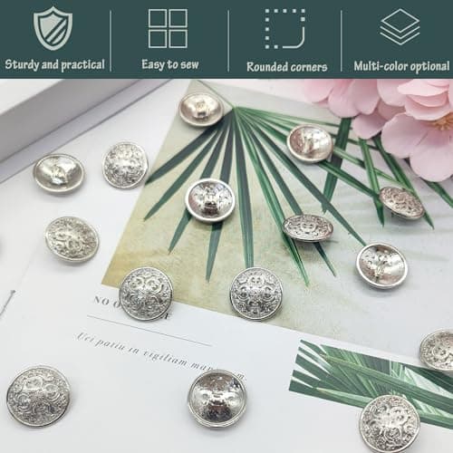 XCSJ 20pcs Bouton Metal Mercerie Boutons à Coudre Metal Bouton En Métal De Vêtements Veste Métal Boutons Ronds En Metal Gros Bouton Mercerie Pour Manteau, Blazer, Chemise, Veste, Uniforme (Argent)