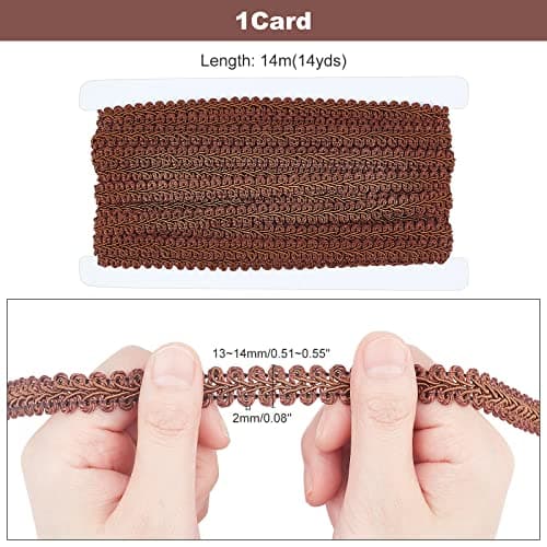PH PandaHall 14m Ruban Tissé en Polyester Garniture Tressée pour Costume Bricolage Artisanat Couture Fabrication de Bijoux, Marron, 13~14mm