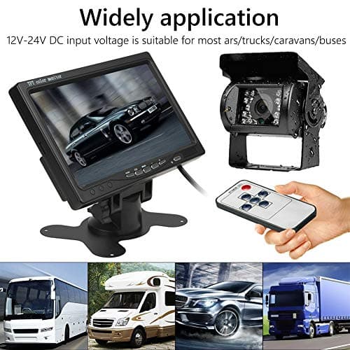 12V-24V 18 IR LEDs Vision Nocturne Étanche Caméra de recul avec 49ft 4 Broches Aviation Extension Câble + 7 Pouces Couleur TFT LCD HD Ecran Moniteur de Véhicule pour Voiture Bus RV Camion Remorque