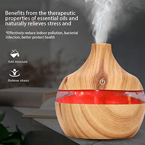 VIFERR Diffuseur Huiles Essentielles 300ml, Mini Portable Humidificateur d'air Chambre Electrique Arrêt Automatique Diffuseur d'arômes ave 7 LED de Couleur pour Hambre Maison Yoga Bureau Spa