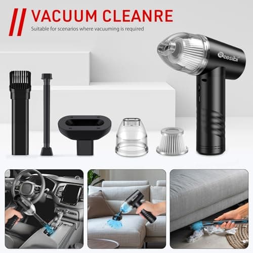 Reesibi 3 en 1 Portable Aspirateur et Souffleur Air Comprimé, 3 Vitesses 110000 RPM Dépoussiérants Puissants électrique, 10Kpa Mini aspirateur pour PC Nettoyage, Clavier,Voiture, Canapé, Maison