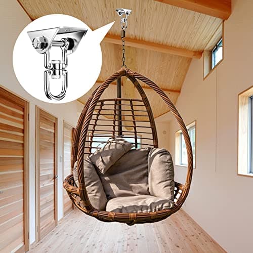 Newaner Crochet Plafond Lourds Acier Inoxydable 450 kg capacité 360 ° Rotation, Crochets balancoire Suspension avec Vis Fixation pour Chaise Suspendue, balançoire, Serviette Yoga, Sac de Frappe,hamac