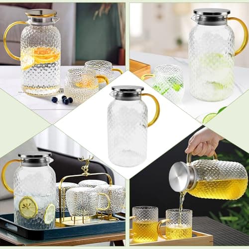 SLTAXAR Théière en Verre 1.8L Résistance à Température -20°C-150°C Théière Originale Théière en Verre Borosilicate Théière Transparente en Verre Théière Marocaine Transparente en Verre Ambre
