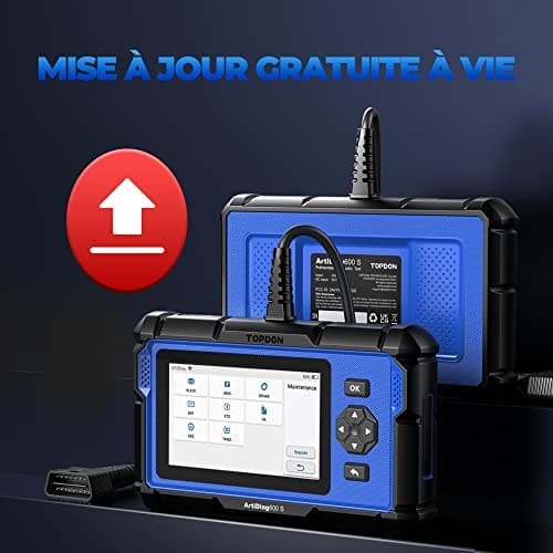 TOPDON ArtiDiag600S Valise Diagnostic Auto OBD2, Outil Diagnostic Voiture pour 4 Systèmes, 9 Fonctions de Réinitialisation sur Huile/Frein/SAS/BMS/ABS/DPF/TPMS/Accélérateur, Fonctions OBD2 Complètes