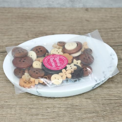 Wedding Touches Lot de 50 boutons en bois naturel shabby chic pour confection de cartes