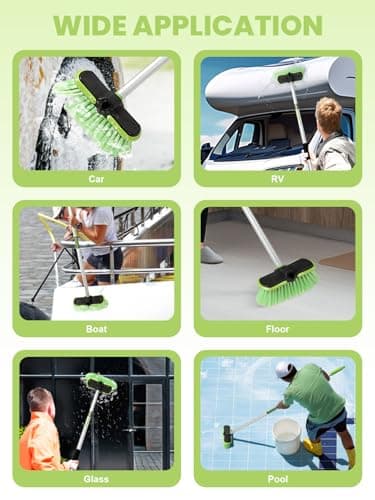 Jisejima Brosse Lavage Voiture PBT 60 "151cm Extensible Poignée Longue Brosse à Récurer de Détail de Poils Doux pour Voiture RV Camion Moto Pneus Pont de Bateau Nettoyage à Domicile Balayage Neige