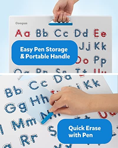 Coogam Lettres Magnétiques Practicing Board, Aimants Tracing ABC Alphabet Board Apprendre à écrire Jouet Éducatif Fine Motor Montessori Cadeau pour 3 4 5 Ans Enfants