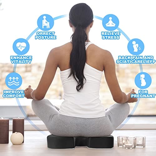 Benazcap Coussin Coccyx Coussin Ergonomique d'assise pour Chaise de Bureau Coussin d'assise Respirant, Mousse à mémoire de Forme pour Le soulagement de la Douleur