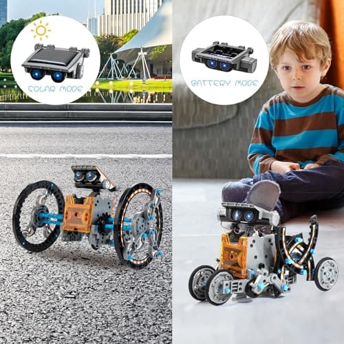 Bravmate Robot Solaire pour Enfant,14 en 1 Kit à Construire de 190 Pièces Energie Solaire et Batterie Double DIY Cadeau pour Les Garçons de 10+ Ans