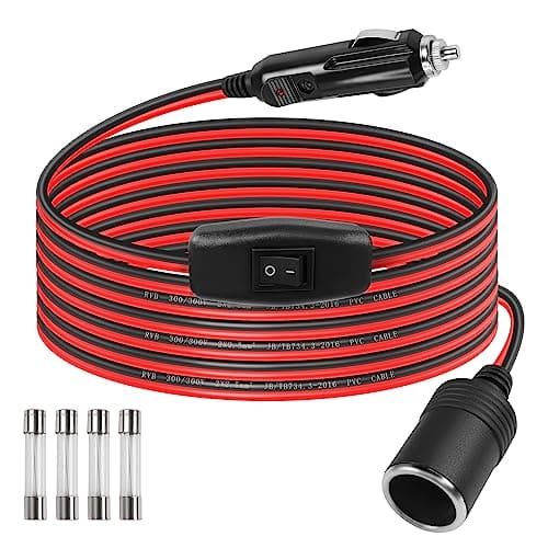 GELRHONR Rallonge Allume-Cigare de Voiture 12v avec Interrupteur Marche/arrêt, Prise de câble Adaptateur Allume-Cigare de Voiture Prise mâle à Femelle avec fusible 25a 12AWG (2M/6.6Ft)