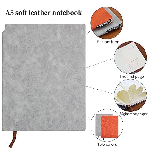 Carnet de note A5-2Pcs Journal à Cuir PU de Notes Notebook Classique, pour le bureau, la maison, l'école, le travail, l'écriture et la prise de notes