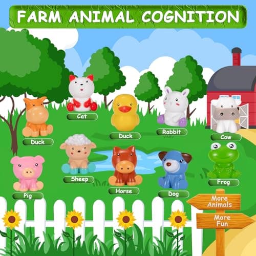 Wisplye Jouets à Empiler d'animaux de la Ferme, Marionnettes Doigts Montessori, Jouets d'apprentissage pour Bebe Enfant Garçon Fille 1 2 3 Ans Cadeaux Noël (10 Pièces)