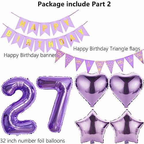 Ballons violet 27 anniversaire Femme, 27 ans Arche Ballon violet, guirlandes ballons 27 anniversaire,violet anniversaire 27 Femmes,27 ans ballon violet Decoration,violet 27 ans anniversaire Femme