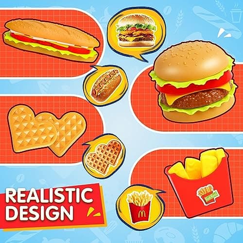 DERAYEE Hamburger Jouet,Un Groupe Nourriture Jouet Enfant Dinette Enfant Aliments Dinette Enfant pour Garcon Fille, Cadeau Éducatif