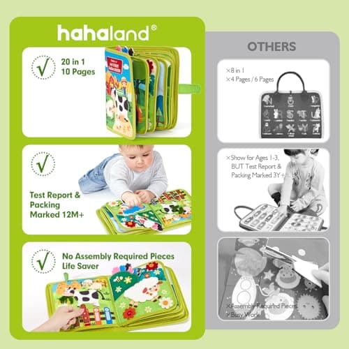 hahaland Jouet Bebe 1 an Busy Board Montessori âge 1 an avec 6 Couches Planche, Jouet Enfant 1 2 3 4 Ans Jeux Montessori Jouets d'activité et de Développement, Cadeau Enfant 1 2 3 Ans