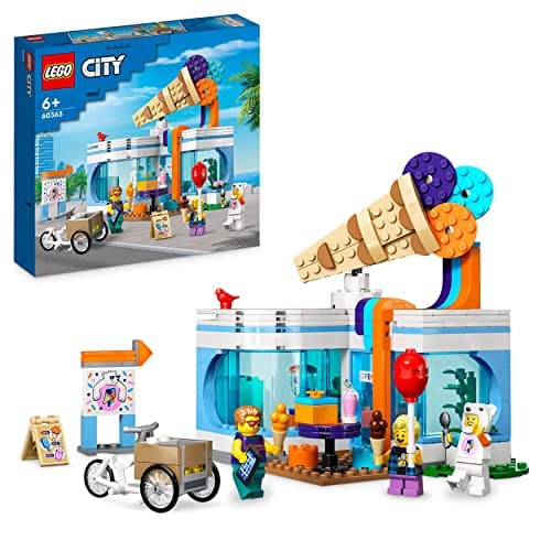 LEGO 60363 City La Boutique du Glacier, Jouet pour Enfants Dès 6 Ans avec Vélo Cargo et 3 Minifigurines, Cadeau d'anniversaire pour Garçons, Filles, Set 2023