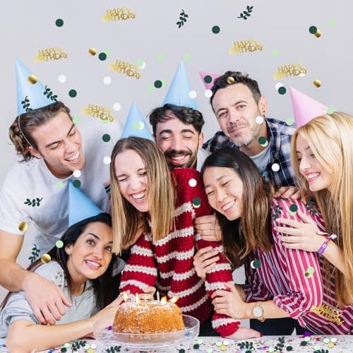 ZYNERY 500 Pièces Confettis Anniversaire, Confettis Pour Decoration de Table, Confettis Anniversaire Verts et Dorés, HAPPY BIRTHDAY Confettis pour Deco Table