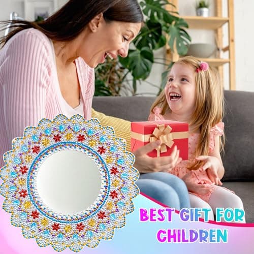 WuGU Diamond Painting Miroir Kit, 5D DIY Mandala Miroir Maquillage Diamant, Miroir à Peinture Diamant, Idee Cadeau Artisanat Cadeaux Filles Adolescentes et Adultes-C