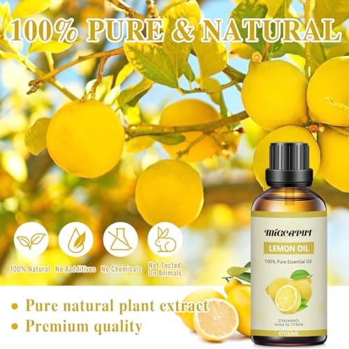 MIGCAPUT Huile Essentielle de Citron 100ML, Huile Essentielle Citron Aromathérapie 100% Naturelle pour Diffuseur, Humidificateur, Huile de Citron de Qualité Premium, Idéal pour Soins, Apaisant, Bain