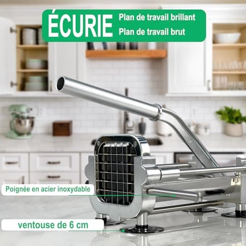 Eascandy Coupe-frites professionnel, Trancheuse à pommes de terre en acier inoxydable 12,7 mm et 9,5 mm et 6,35mm, Coupe-pommes de terre robuste pour patates douces, carottes, ignames et concombres.