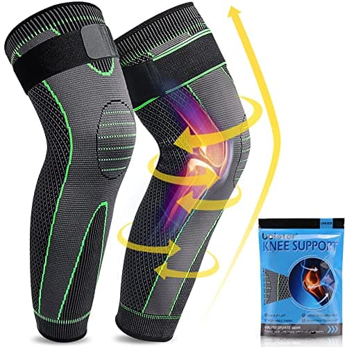 Attelle Genou Beister Hommes & Femmes, Genouillères Sport Longue à Sangles Réglables,Respirantes Antidérapantes Élastique Compression Genouillères Médicale pour Déchirure du Ménisque,Arthrite,Arthrose