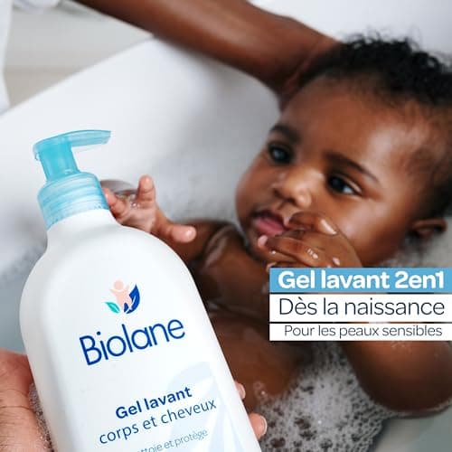 BIOLANE - Lot de 4 Gels Corps Et Cheveux 2 en 1 - Nouveau Packaging - Gel Lavant - 750ml - 97% Origine Naturelle - Doux - Peaux Sensibles - Cheveux Fins - Bébé - Fabriqué en France