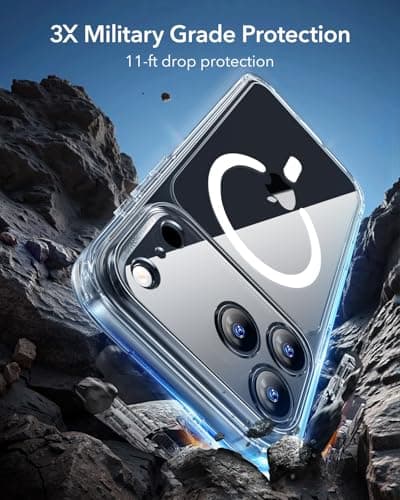 ESR Coque pour iPhone 17 Pro Max, Protection Commande de la Caméra, Compatible avec MagSafe, Protection Antichute de Qualité Militaire, Coins Air Guard Absorbant Les Chocs, Série Hybride,Transparente