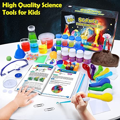 UNGLINGA Kit Scientifique pour Enfants - Laboratoire Enfant avec 60+ Expériences y Activites Manuelles eux Éducatif de Sciences et Chimie, Volcans