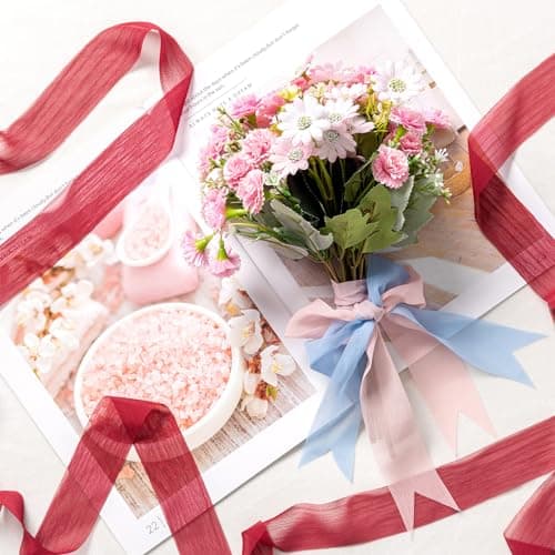 MORSUNBELA Ruban Rose, Ruban Cadeau Large 3,8 cm x 23 m Ruban en Mousseline de Soie Rose Clair Ruban en Tissu pour Mariage, Cadeau d'anniversaire