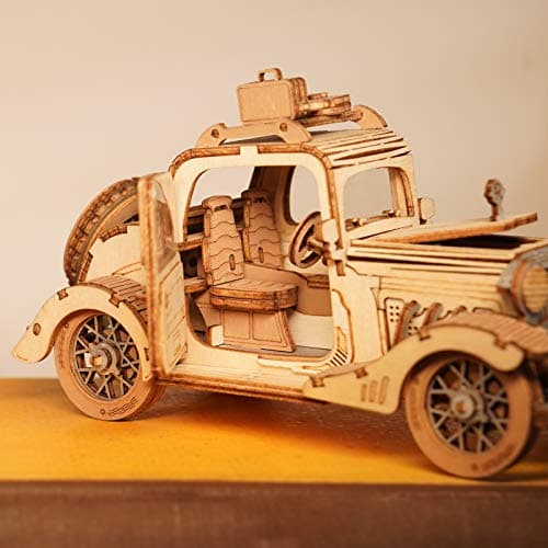 Rolife Voiture de Collection Puzzle 3D Maquette Bois,Modélisme pour Adultes à Construire,Décoration du Bureau de la Maison Idée de Cadeau de Noël TG504