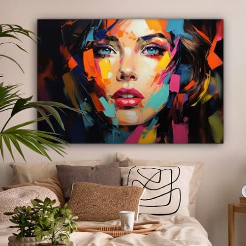 MuchoWow© Impression sur Toile Decoration Murale Peinture 120x80 cm Tableaux Decoratifs Muraux Déco Chambre Tableau Salon Femme - Art - Abstrait - Portrait