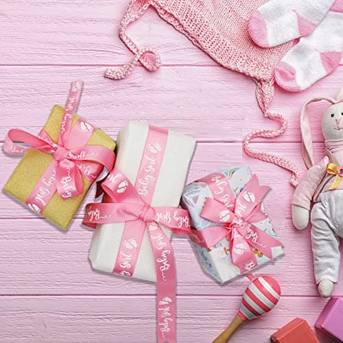 OMISS - Ruban BABY GIRL en satin pour décoration - Largeur 19 mm - Idéal pour naissance, baby shower et anniversaire