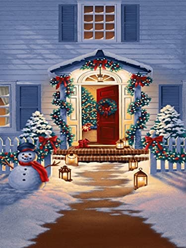 Showker DIY Broderie Diamant Kit Complet Scène de neige, 5D Diamond Painting Complet père Noël Rond Point De Croix Broderie Décoration Chambre Bureau Murale À La Maisonr 30x40cm Taille unique