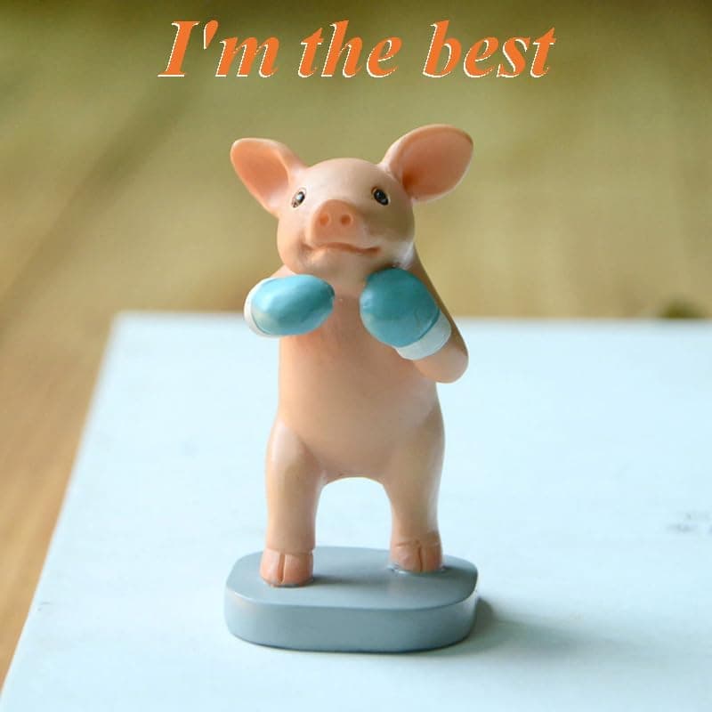 Figurines Miniatures de Cochon de Jardin féerique- Capitaine Cochon d'aviron