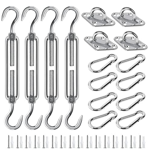 Covlongyu Kit de Fixation pour Voile d'ombrage, 304 Kit de matériel de Pare - Soleil en Acier Inoxydable Rectangle Triangle et carré......