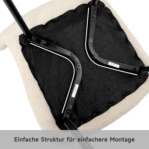 LEWE 4 Pièces de Chaise de Salle à Manger, Molleton Teddy, Dossier Semi-courbé, Compact mais Robuste, sans Accoudoirs, Facile à Installer, Adaptée aux Femmes, aux Adolescents - (Beige)