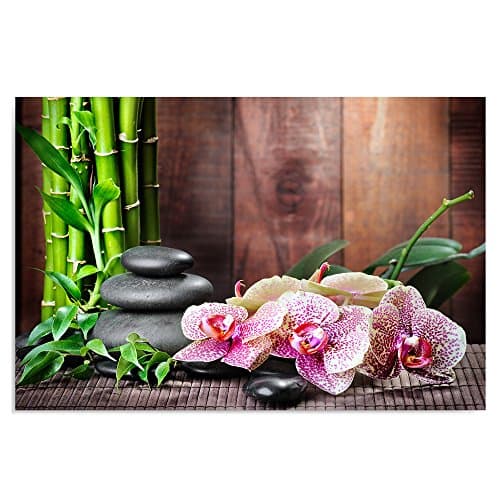 Feeby Impression Sur Toile Zen Bambous 50x40 cm Tableaux Tableau Mural Image Moderne Photo Décoration Murale Artistique Photographie Design Chambre Salon Cuisine Orchidée Galets Multicoloré