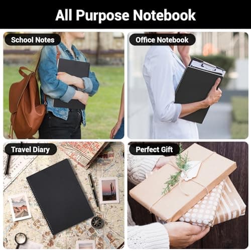 Yarotm Carnet de Notes A4 - Cahier Spirale Bloc Note Croquis - Lot de 2 Cahiers Pointillé a Point - 100g Papier 120 Pages - Noir Couverture Rigide