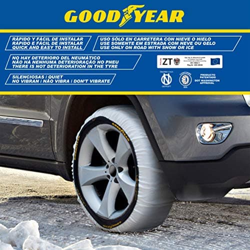 Goodyear Jeu de 2 Chaînes à Neige en Textile pour Voitures Ultra GRIP Taille M, Blanc
