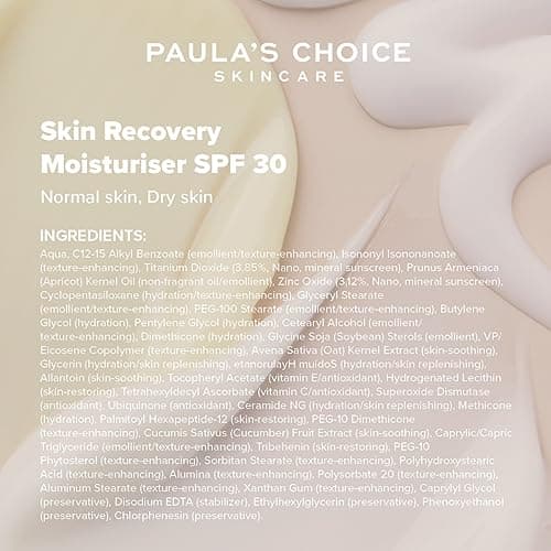 Paula's Choice SKIN RECOVERY Crème de Jour SPF 30 - Crème Hydratante & Nourrissante Visage avec Q10 - Crème Solaire Minérale pour Peau Sensible - Peaux Normales à Sèches - 60 ml