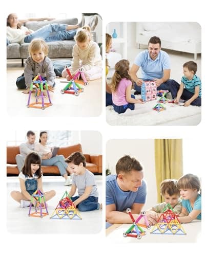 Kureny 325 Pièces Blocs Magnétiques Jouets éducatifs pour Enfants,Construction Magnetique Enfant,Bâtons Magnétiques,3D Construction Jouets Educatif Jeux Cadeaux pour Enfants à Partir de 4 Ans