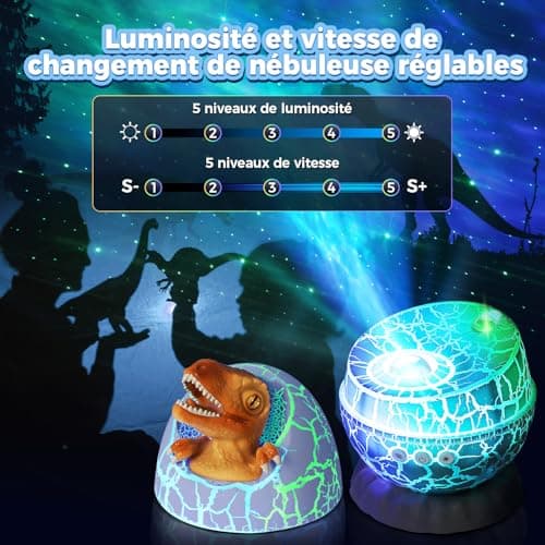 YISSVIC Projecteur Ciel Etoile Œufs de Dinosaure Projecteur Galaxie 8 Effets Lumineux 5 Vitesse 5 Luminosité avec Télécommande Minuterie Ciel Etoile Plafond Décoration Chambre Cadeau pour Noël, Fête