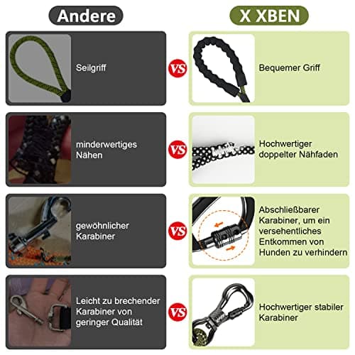 X XBEN Longe pour Chien, 3M 5M 10M 15M 20M 25M 30M Laisse de Dressage pour Chien, Laisse pour Chien avec Poignée Confort et Mousqueton Verrouillable, Longe Robuste pour Petits, Moyens et Grands Chiens