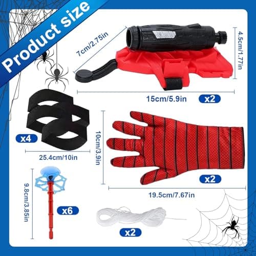 LIDEYE Gant de Lanceur Spiderman,2 Set Gant de Lanceur pour Spiderman, Jouets de Poignet Lanceur de Héros Jouets éducatifs drôles pour Enfants pour la fête de Cosplay (C)