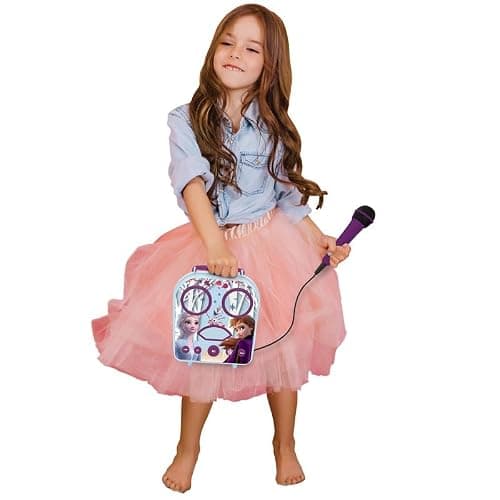 Lexibook- Disney La Reine des Neiges Elsa & Anna Mon Enceinte secrète Portable sans Fil, avec Microphone, Prise Jack, Ports TF/SD, Bleu, BTC050FZ