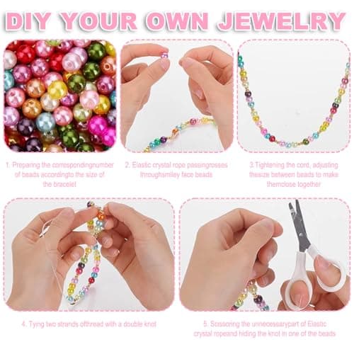 Aililong Lot de 1050 perles colorées : perles en plastique de 8 mm à enfiler pour la fabrication de bijoux, bracelets et colliers