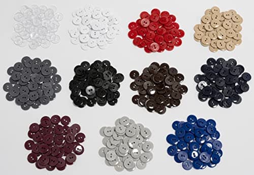 AERZETIX - C65532 - Lot de 50 Boutons à coudre ronds Ø15x2.2 mm à 2 trous L24 24L en plastique - couleur: noir - diamètre de l'ouverture 2 mm - mercerie couture vêtements décoration