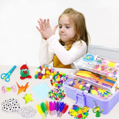 3000Pcs Activites Manuelles pour Enfants DIY Activite Enfant Kit Bricolage Enfant Activité Manuelle Enfant, Loisirs Créatifs pour Enfants Pipe Cleaners Pompons pour filles garçons 4 5 6 7 8 ans Cadeau