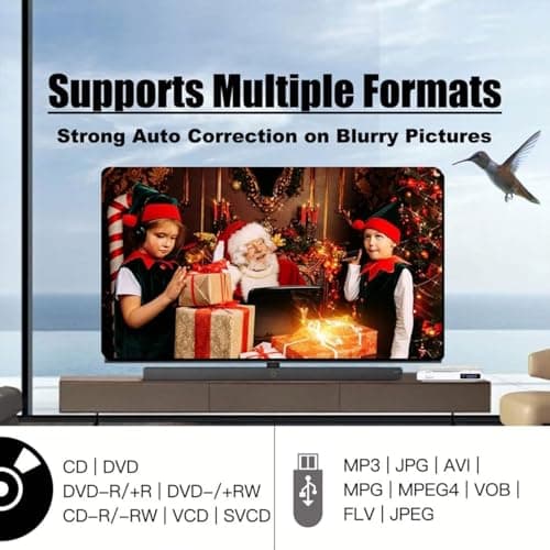 Maite Lecteur DVD HDMI pour TV, Lecteur CD DVD Compact avec Connexion Casque/Haut-Parleur, Lecture sans région pour Les systèmes NTSC/PAL, Lecteur DVD Portable avec câble HDMI et RCA