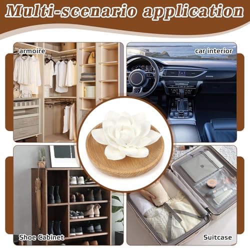 Diffuseur D'Huiles Essentielles en Plâtre avec Boîte à Parfum en Bois et Fleur en Plâtre Diffusion Naturelle pour Bureau Salon Salle de Bains et la Chambre